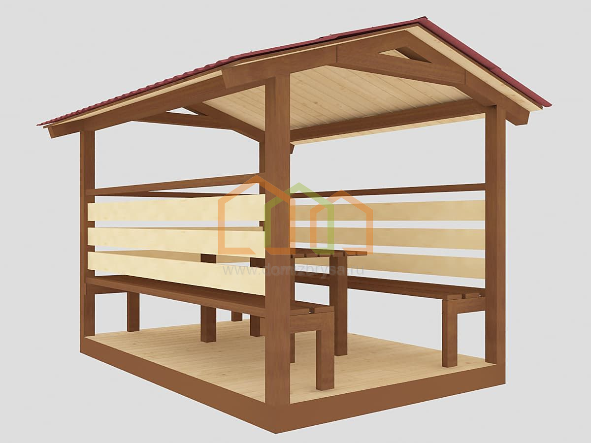 Беседка летняя 2х3 Площадь:6 м² Каркас 40х50 мм. под ключ в Калуге