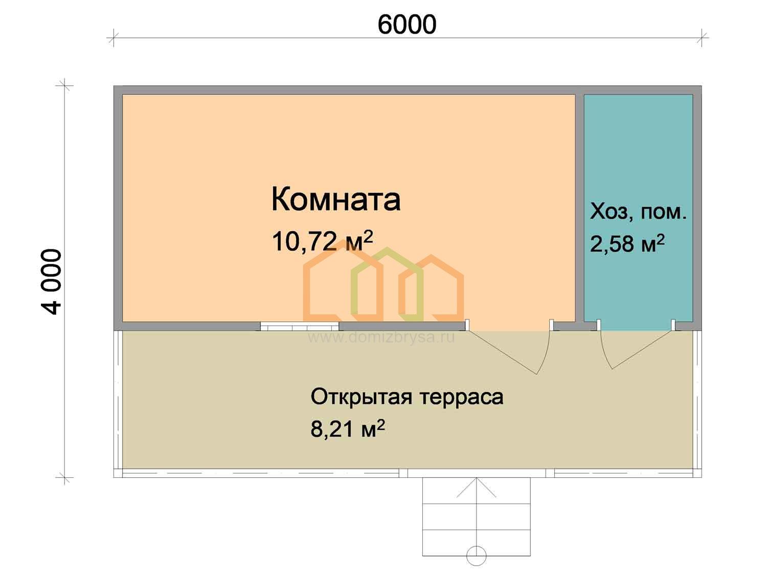 Каркасный садовый домик с террасой Кедр-2 (КТ) 4x6 Площадь: 24 м² с  террасой под ключ в Калуге